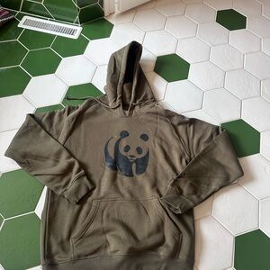 Men's Olive Green Hoodie with Panda Design from World Wildlife Fund
